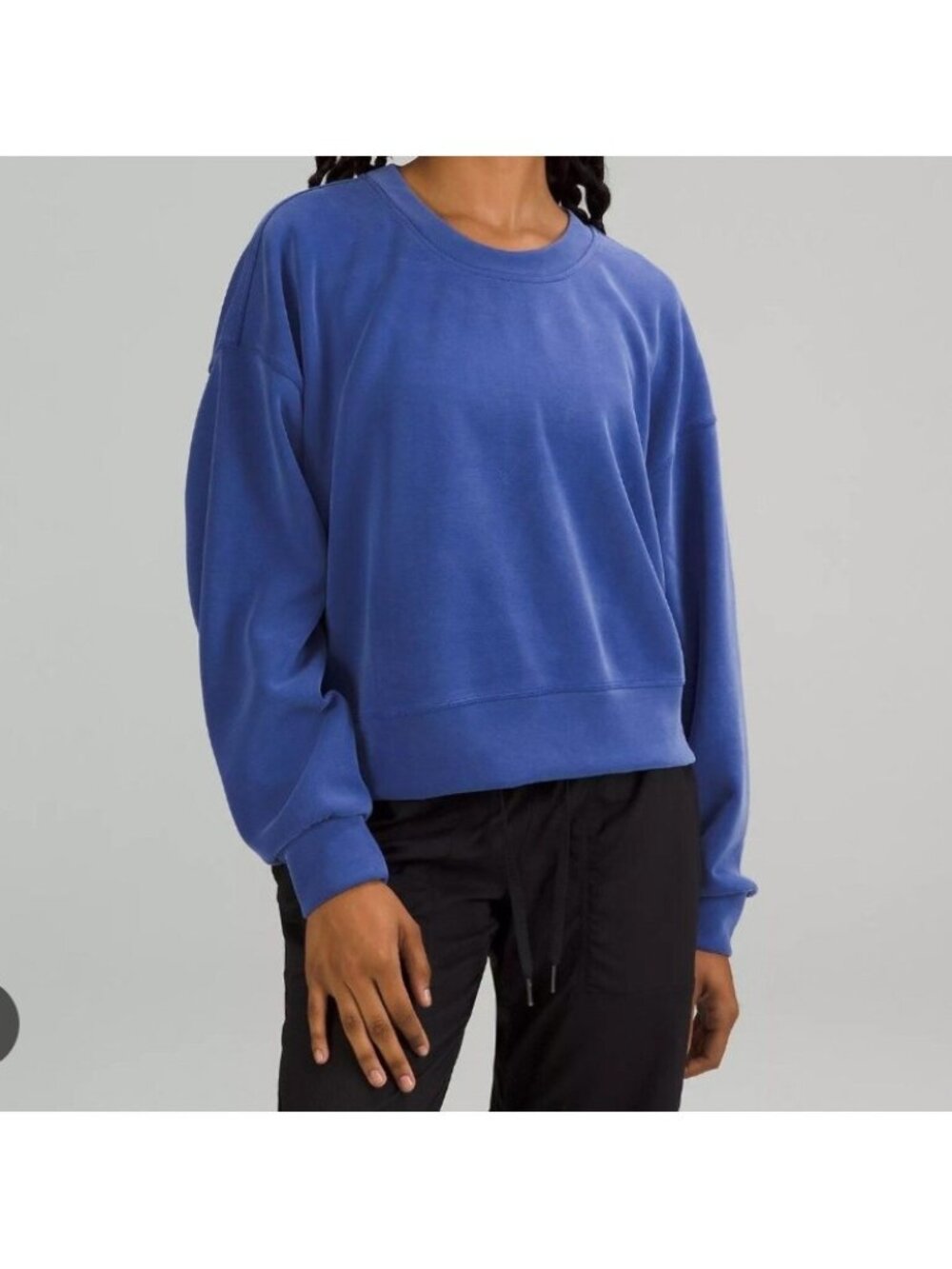 Lululemon Perfectly Oversized Cropped Crew Sweatshirt Womens 6 Blue Psychic